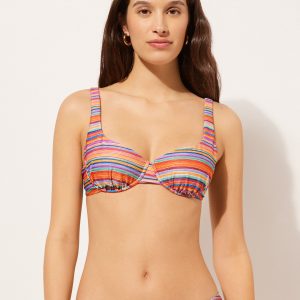 Balconette Swimsuit Top Colorful Stripes