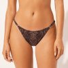 Thong Swimsuit Bottoms Brown Snake