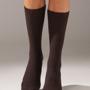 Short Ribbed Socks with Wool and Cashmere