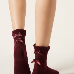 Ruched Bow Socks