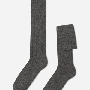 Men’s Ribbed Wool and Cashmere Long Socks